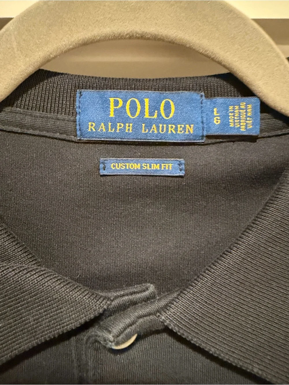 Polo Ralph Lauren Custom Slim Fit Black Polo Shirt Men’s L Short Sleeve